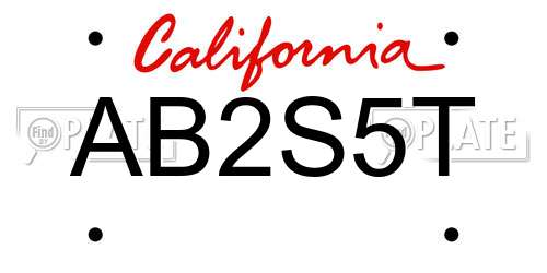 AB2S5T California License Plate