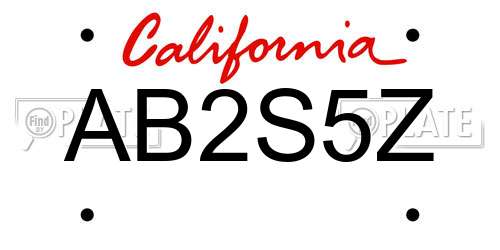AB2S5Z California License Plate