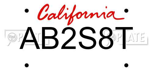 AB2S8T California License Plate