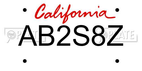 AB2S8Z California License Plate
