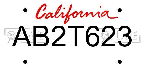 AB2T623 California License Plate