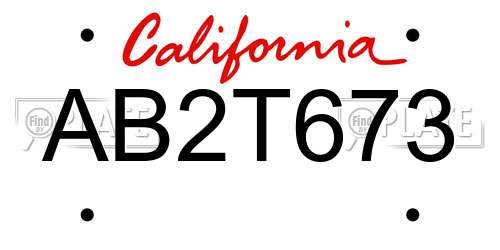 AB2T673 California License Plate