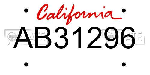 AB31296 California License Plate