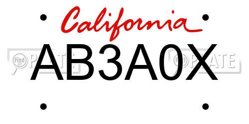 AB3A0X California License Plate
