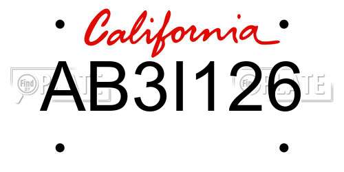 AB3I126 California License Plate