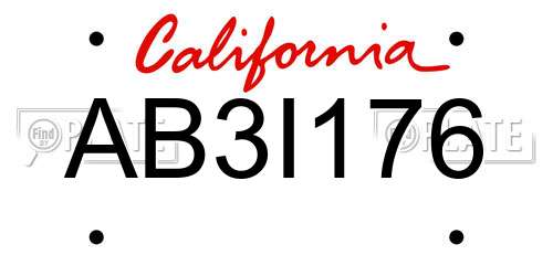 AB3I176 California License Plate