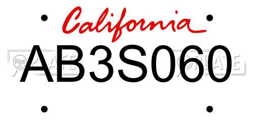 AB3S060 California License Plate