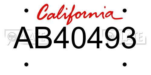 AB40493 California License Plate