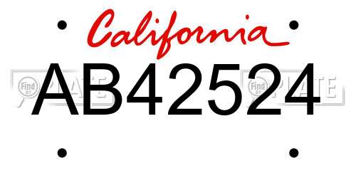 AB42524 California License Plate