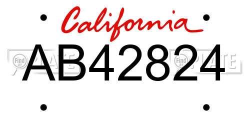 AB42824 California License Plate
