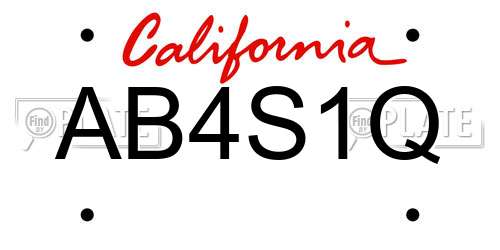 AB4S1Q California License Plate
