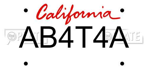 AB4T4A California License Plate