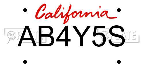 AB4Y5S California License Plate