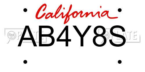 AB4Y8S California License Plate