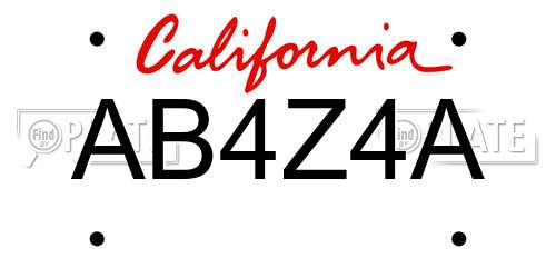 AB4Z4A California License Plate