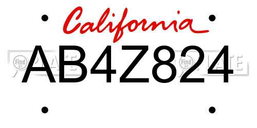AB4Z824 California License Plate