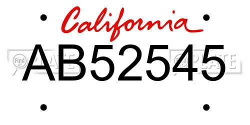 AB52545 California License Plate