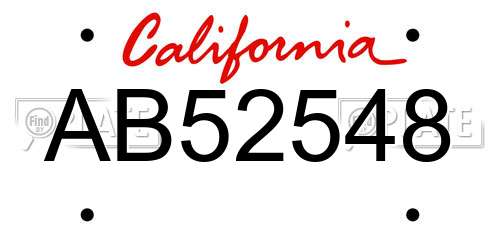 AB52548 California License Plate