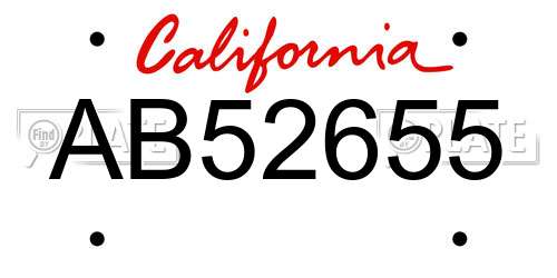 AB52655 California License Plate