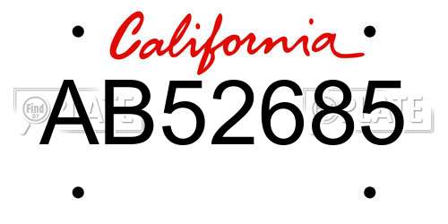 AB52685 California License Plate