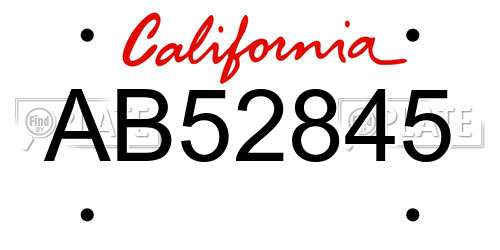 AB52845 California License Plate