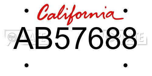 AB57688 California License Plate