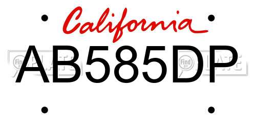 AB585DP California License Plate