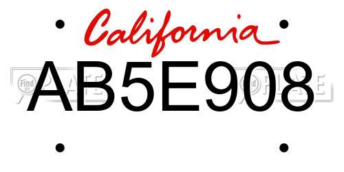AB5E908 California License Plate