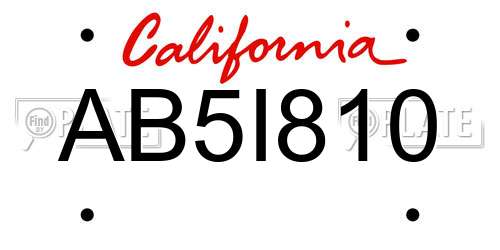 AB5I810 California License Plate