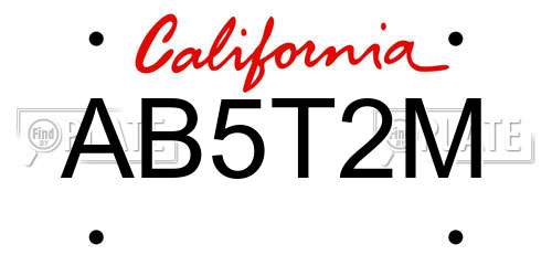 AB5T2M California License Plate