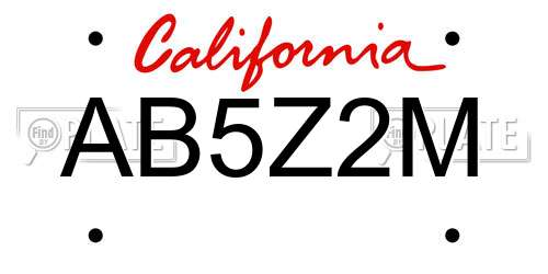 AB5Z2M California License Plate