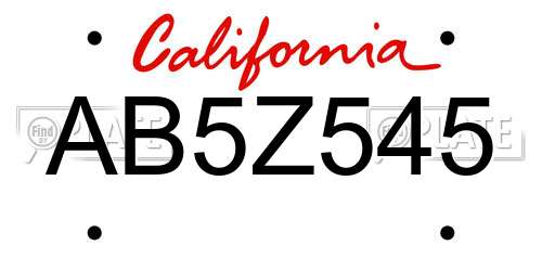 AB5Z545 California License Plate