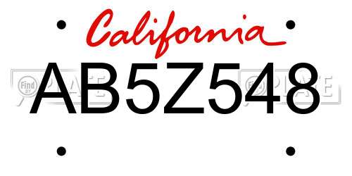 AB5Z548 California License Plate