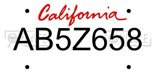AB5Z658 California License Plate