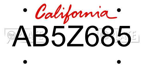 AB5Z685 California License Plate