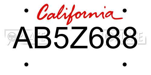AB5Z688 California License Plate
