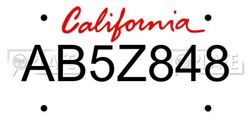 AB5Z848 California License Plate