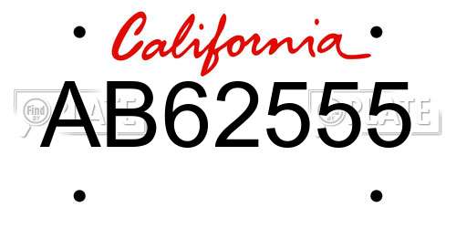 AB62555 California License Plate