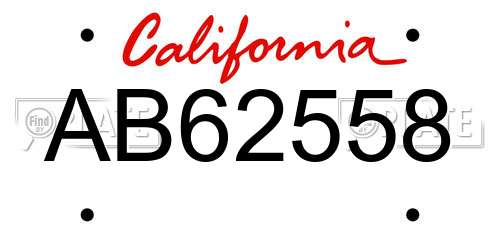AB62558 California License Plate