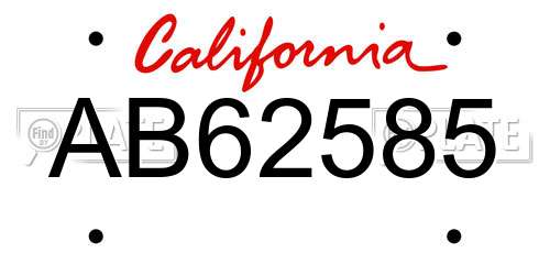 AB62585 California License Plate