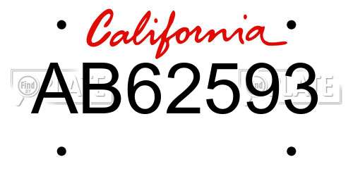 AB62593 California License Plate