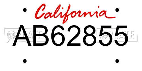 AB62855 California License Plate