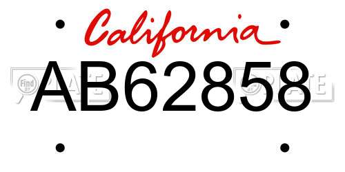 AB62858 California License Plate