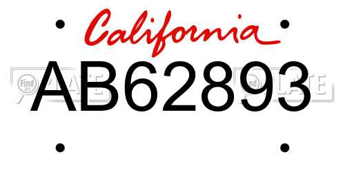 AB62893 California License Plate
