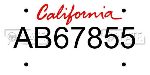 AB67855 California License Plate