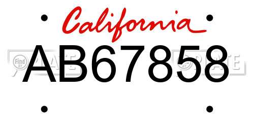 AB67858 California License Plate