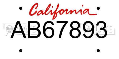 AB67893 California License Plate