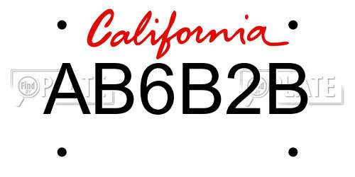 AB6B2B California License Plate
