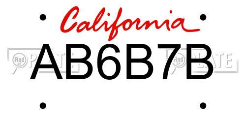 AB6B7B California License Plate