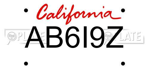 AB6I9Z California License Plate